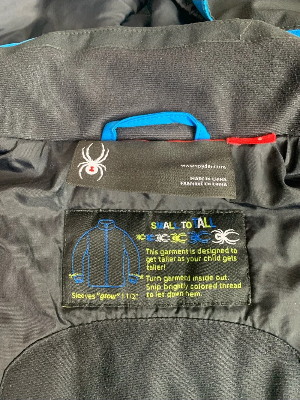 Spyder Boys Blue, Black & Lime Green Winter Ski Jacket - Boys Size 6